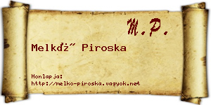 Melkó Piroska névjegykártya