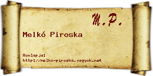 Melkó Piroska névjegykártya